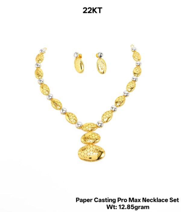 New Design 22KT Gold Paper Casting Necklace Set - 13g