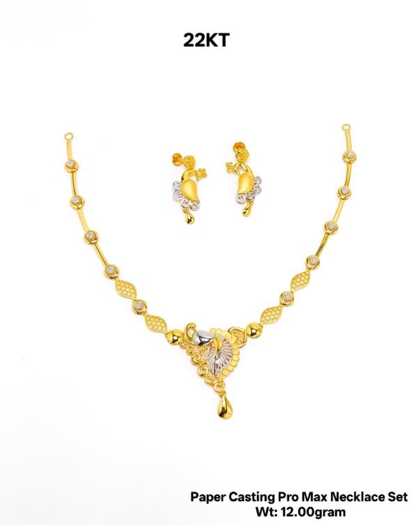 New Design 22KT Gold Paper Casting Necklace Set - 12g