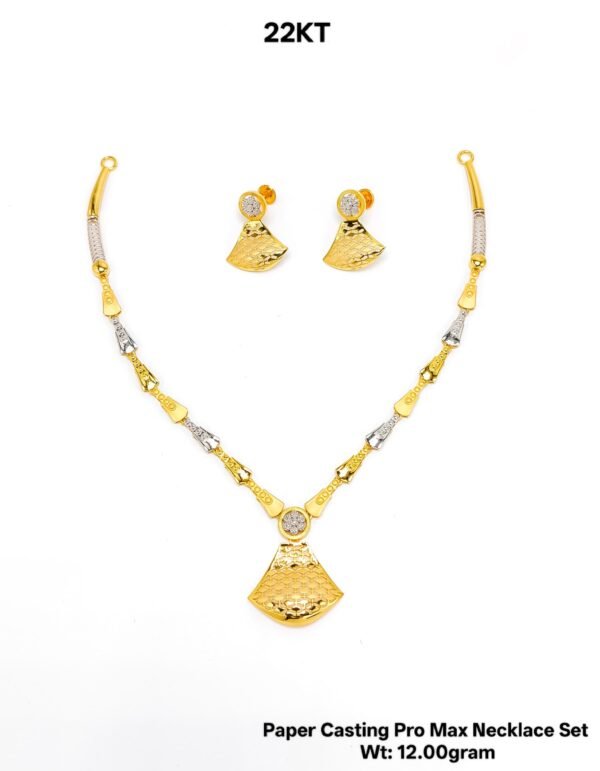 New Design 22KT Gold Paper Casting Necklace Set - 12g