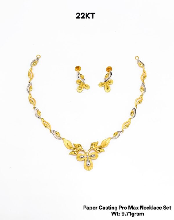 New Design 22KT Gold Paper Casting Necklace Set - 9g