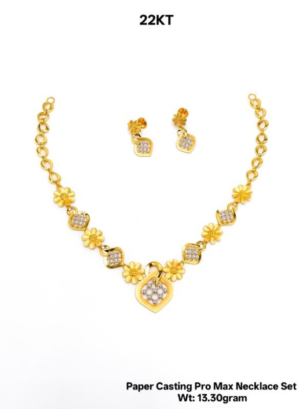 New Design 22KT Gold Paper Casting Necklace Set - 13g