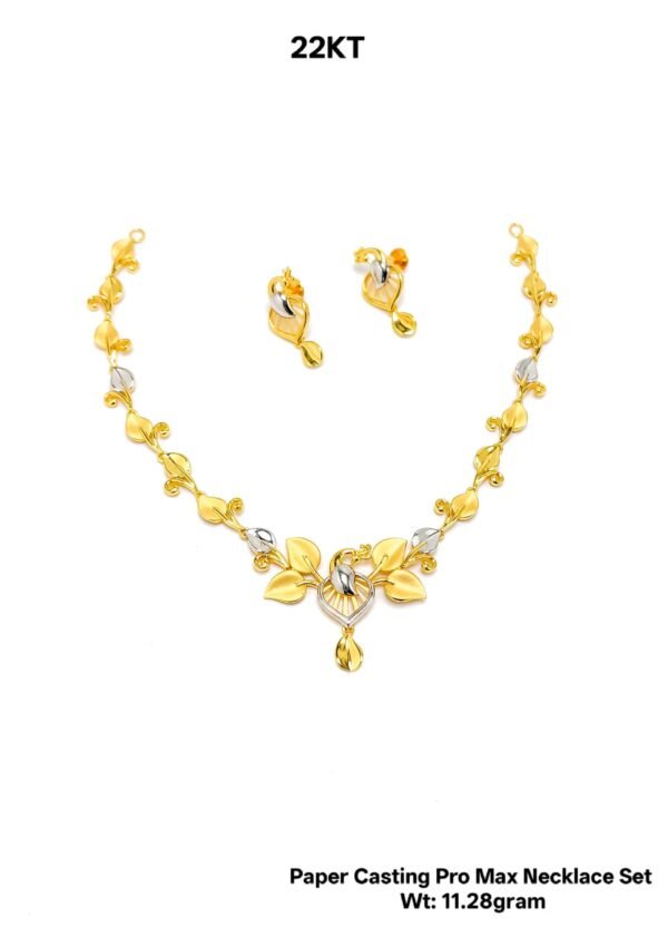 New Design 22KT Gold Paper Casting Necklace Set - 11g