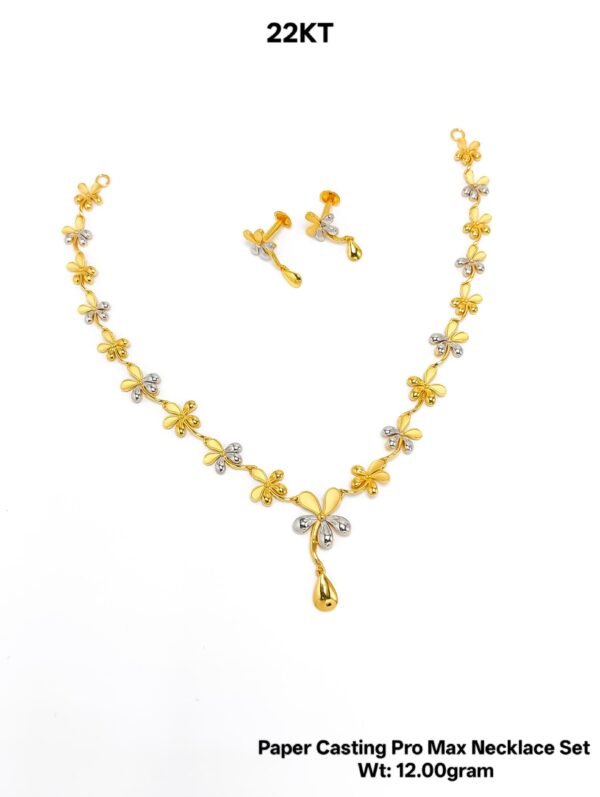 New Design 22KT Gold Paper Casting Necklace Set - 12g
