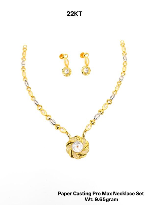 New Design 22KT Gold Paper Casting Necklace Set - 10g