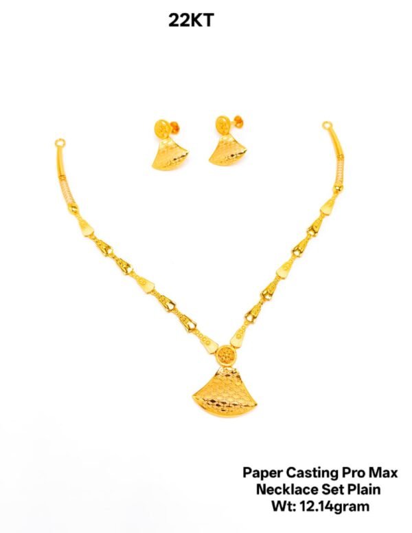 New Design 22KT Gold Paper Casting Necklace Set - 12g